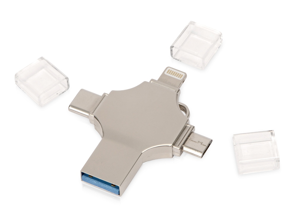 USB-флешка 3.0 на 32 Гб 4-в-1 Ultra в подарочной коробке (серебристый)