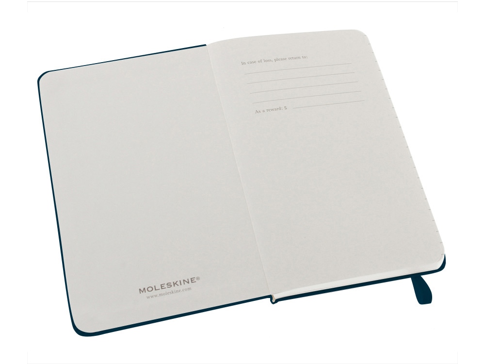 Записная книжка Moleskine Classic (в линейку) в твердой обложке, Pocket (9x14см), голубой сапфир, синий