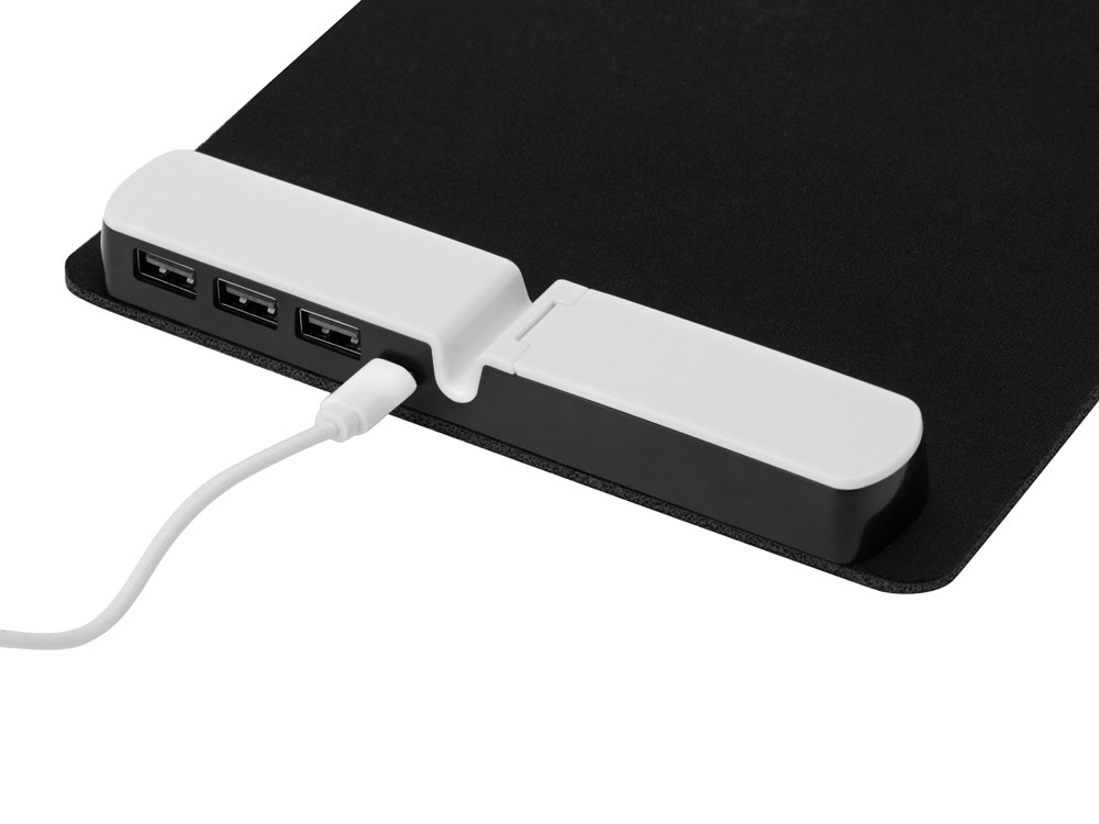 Коврик для мыши со встроенным USB-хабом Plug (черный)