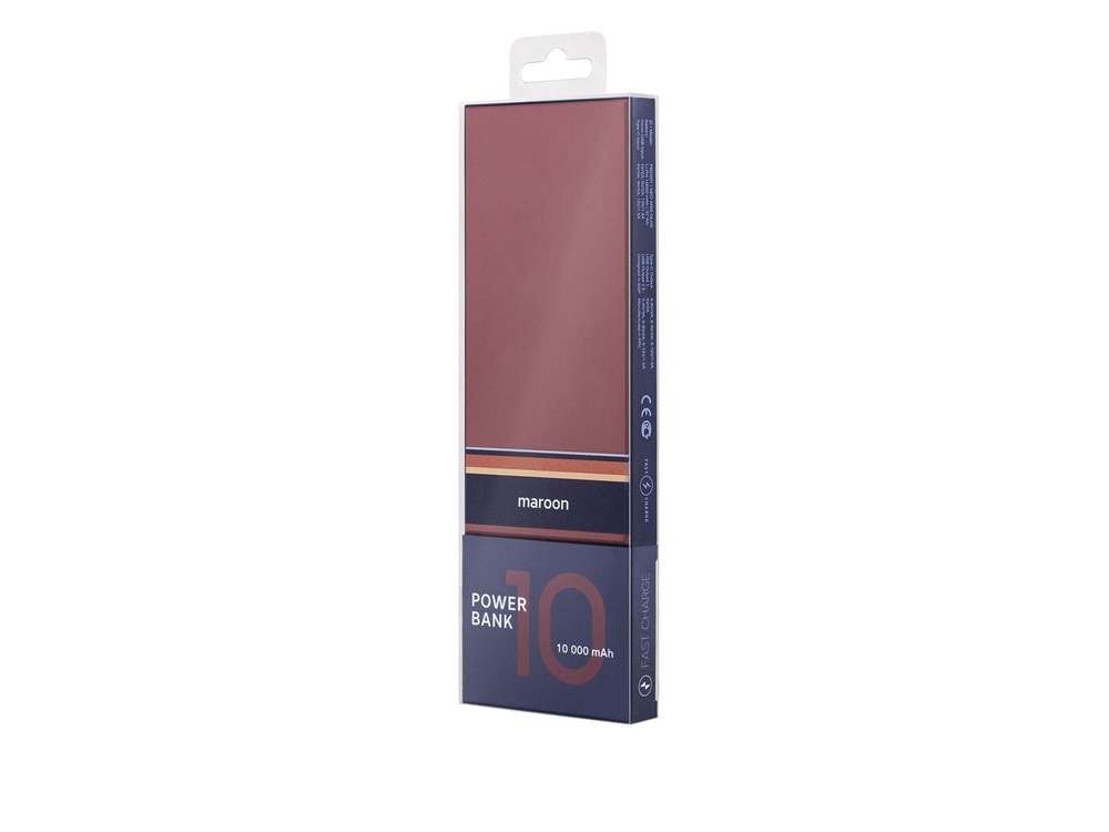 Внешний аккумулятор Rombica NEO ARIA Maroon, 10000мАч, Soft-touch, PD, QCharge, Type-C, бордовый/син, бордовый, синий