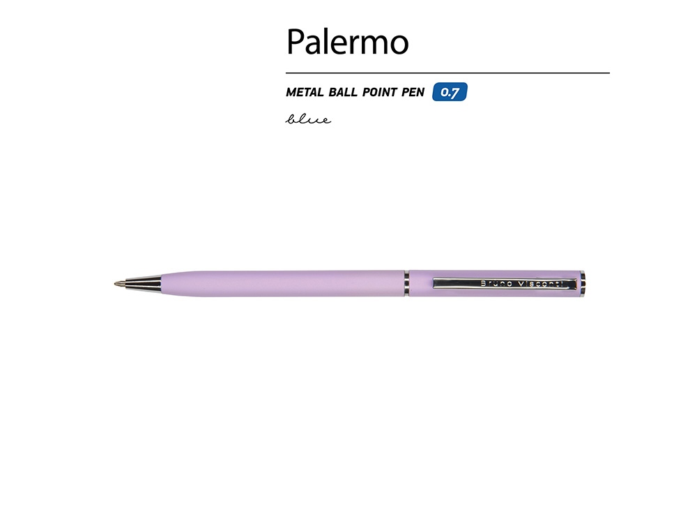 Ручка шариковая автоматическая BrunoVisconti® PALERMO цвет корпуса сиреневый, soft-touch, 0.7 мм, сиреневый, серебристый