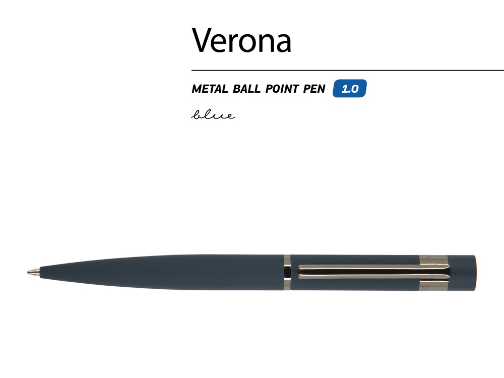 Ручка шариковая автоматическая BrunoVisconti VERONA цвет корпуса синий, soft-touch, 1 мм, синяя