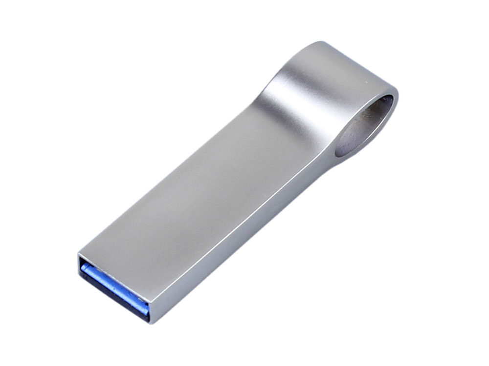 USB 2.0-флешка на 512 Мбайт с мини чипом, компактный дизайн, боковое отверстие для цепочки, серебристый