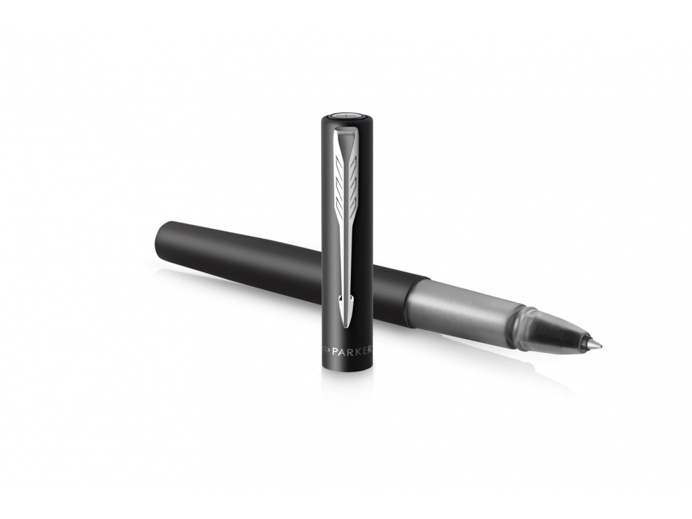 Ручка-роллер Parker Vector XL Black CT, стержень: F, цвет чернил:black, в подарочной упаковке, черный, серебристый