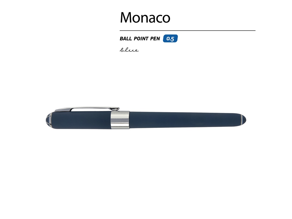 Ручка пластиковая шариковая Monaco, 0,5мм, синие чернила, темно-синий navy/серебристый, темно-синий, серебристый