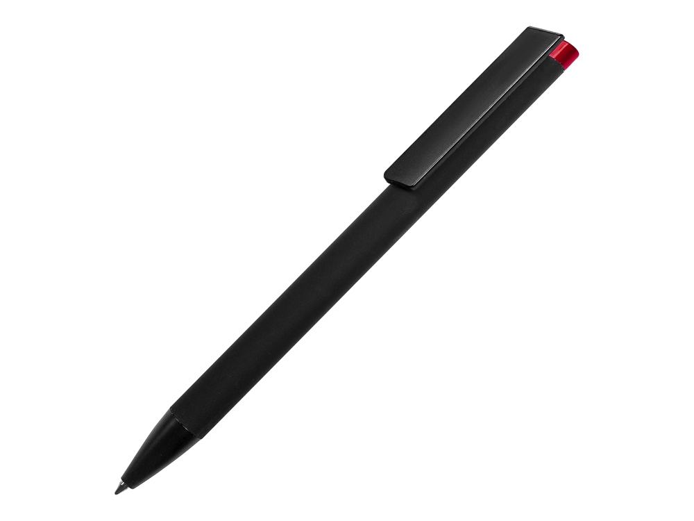 Ручка металлическая шариковая Taper Metal софт-тач с цветным зеркальным слоем, черный с красным, черный, красный