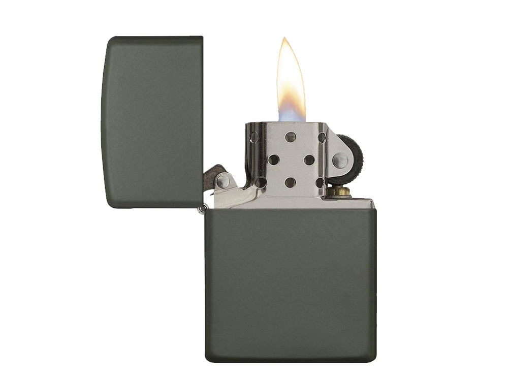 Зажигалка ZIPPO Classic с покрытием Green Matte, латунь/сталь, зелёная, матовая, 38x13x57 мм, зеленый
