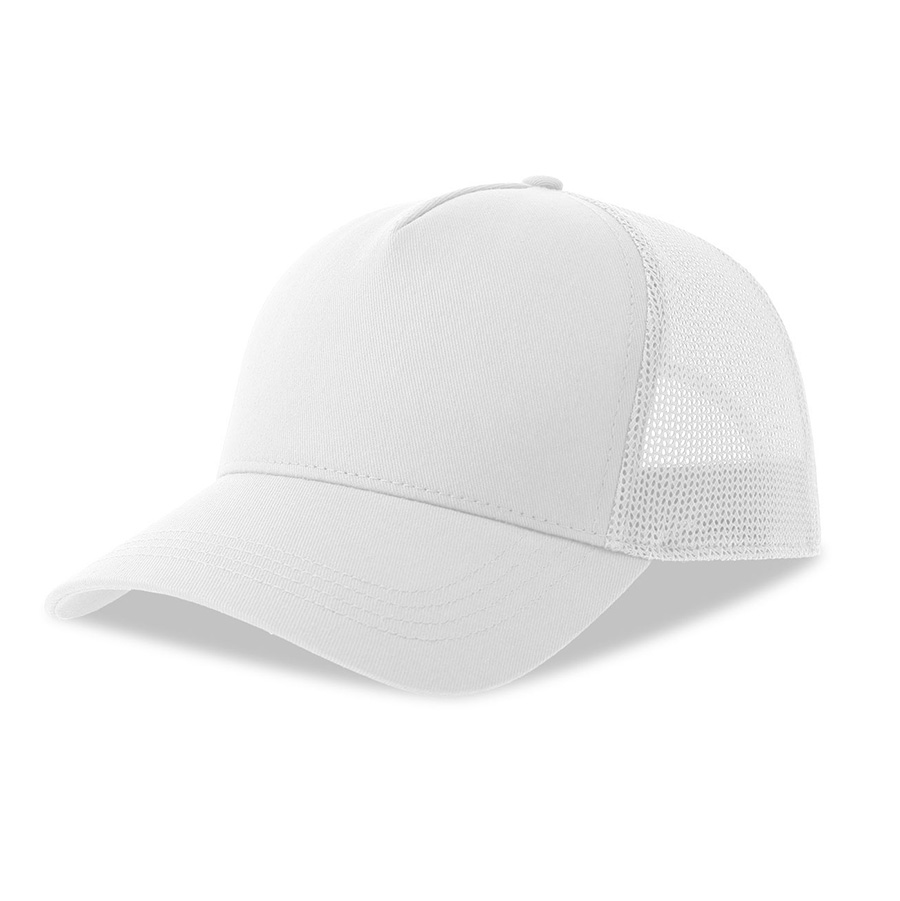 Бейсболка RAPPER COTTON-S, пластиковая застёжка, 5 клиньев, белый, 100% хлопок, сетка - 100% переработанный полиэстер, 280 г/м2