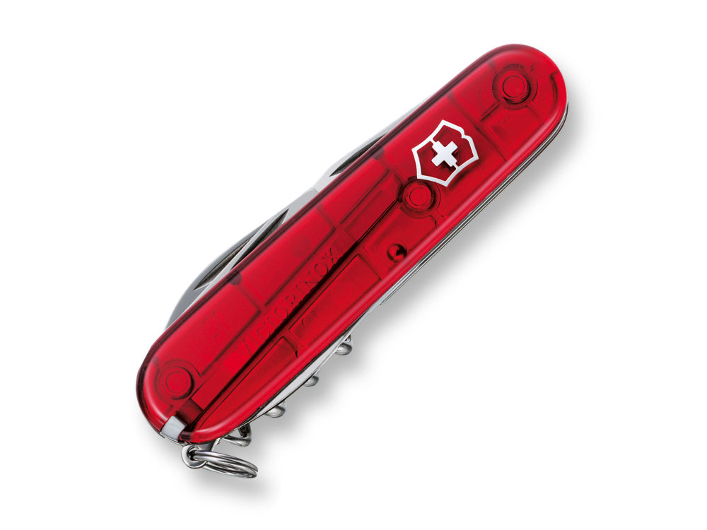 Нож перочинный VICTORINOX Spartan, 91 мм, 12 функций, полупрозрачный красный, красный прозрачный