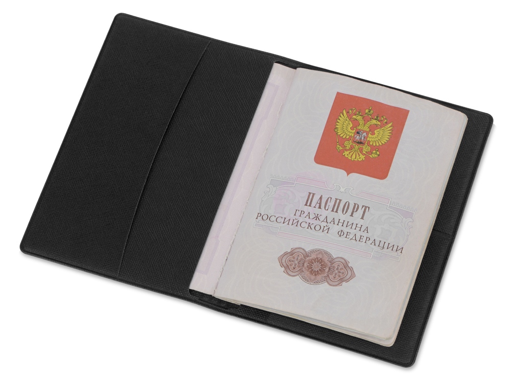 Обложка для паспорта с RFID защитой отделений для пластиковых карт Favor, черная, черный