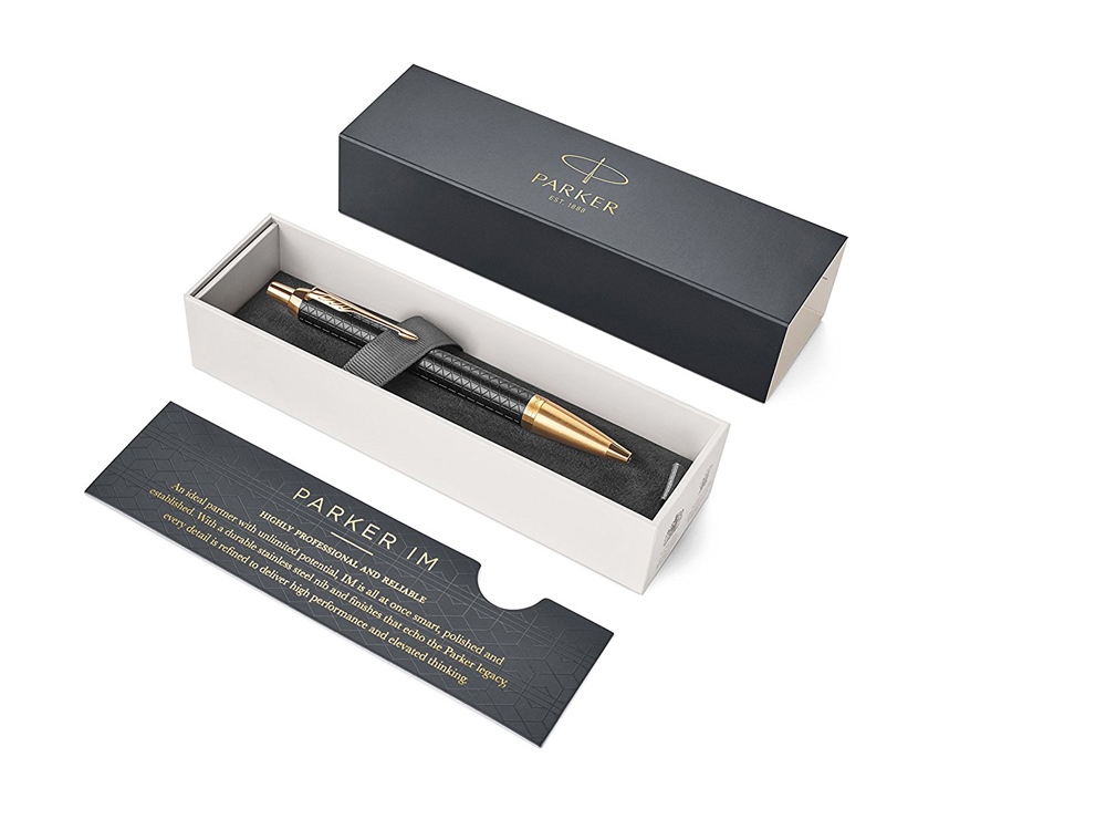 Шариковая ручка Parker IM Premium Black GT, стержень: M, цвет чернил: blue, в подарочной упаковке., черный, золотистый