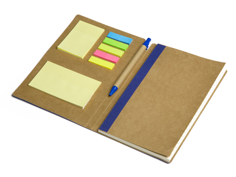 Блокнот с ручкой и набором стикеров А5 Write and stick, синий, синий, синий, синий