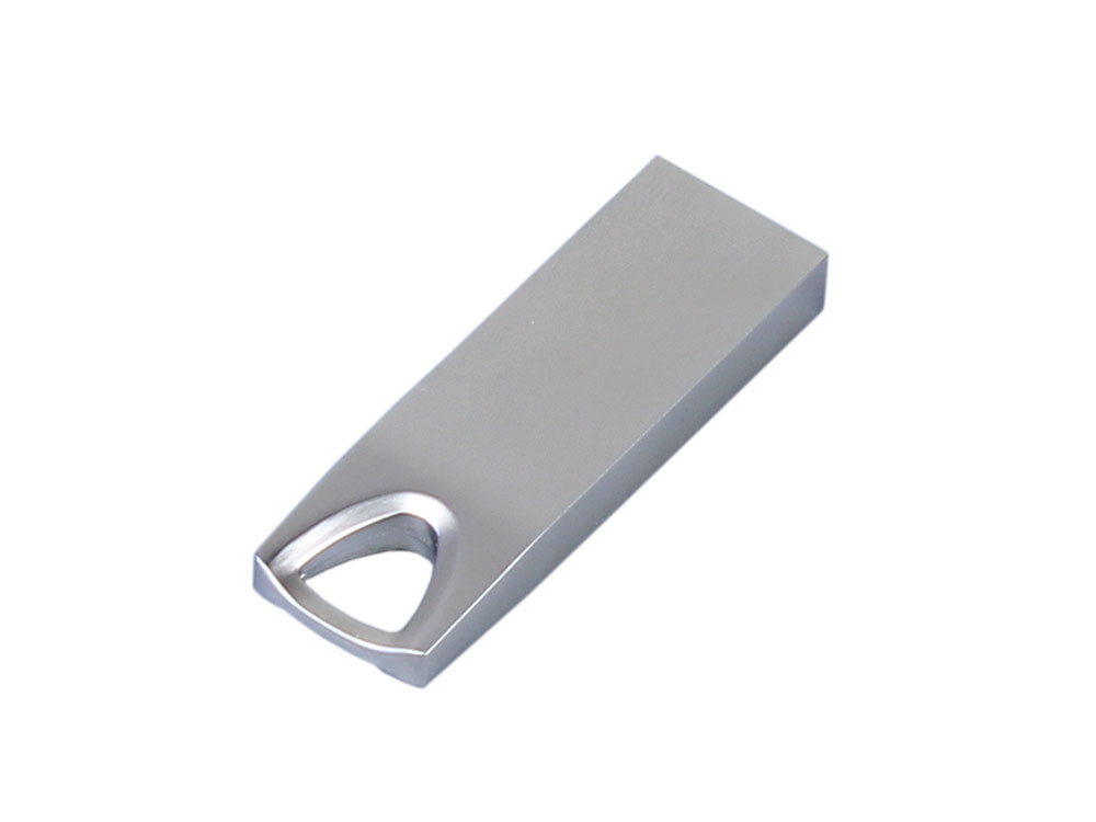 USB 2.0-флешка на 16 Гб с мини чипом, компактный дизайн, стильное отверстие для цепочки, серебристый