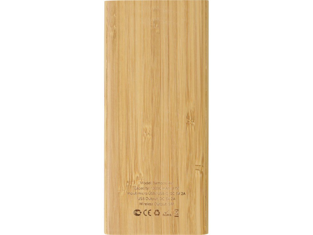 Внешний беспроводной аккумулятор из бамбука Bamboo Air, 10000 mAh (натуральный)