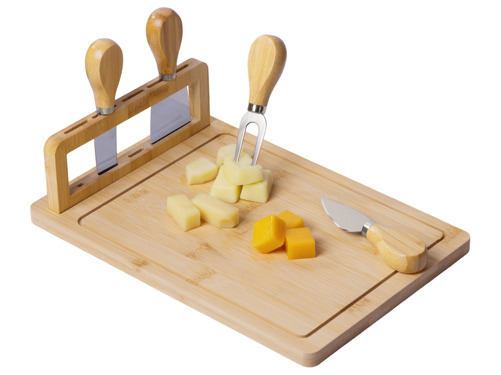 Набор для сыра из бамбука со съемной подставкой Camembert (натуральный, серебристый)