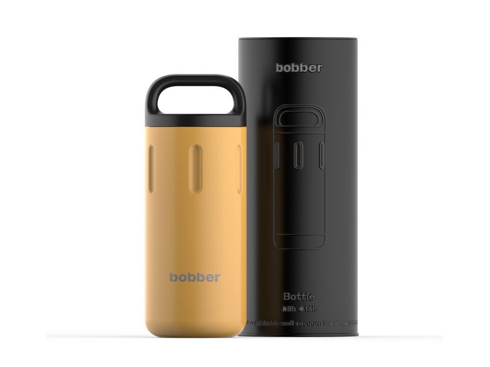 Вакуумный термос с керамическим покрытием бытовой, тм bobber, 590 мл. Артикул Bottle-590 Ginger Tonic (имбирный тоник), оранжевый