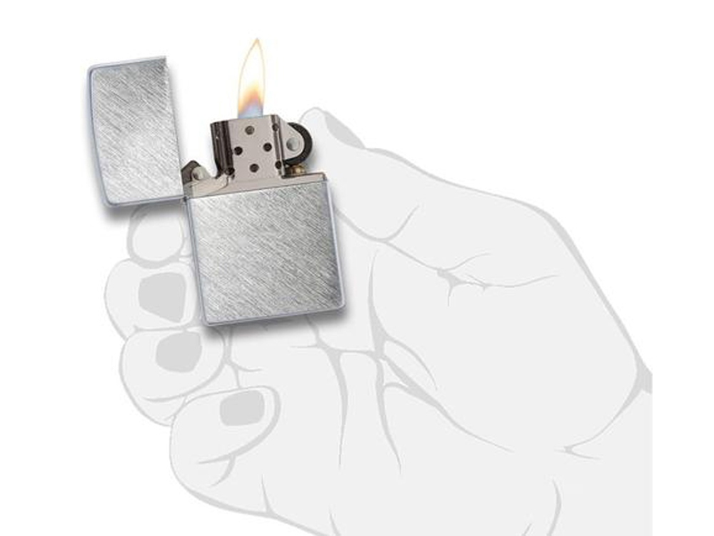 Зажигалка ZIPPO с покрытием Herringbone Sweep, латунь/сталь, серебристая, матовая, 38x13x57 мм, серебристый