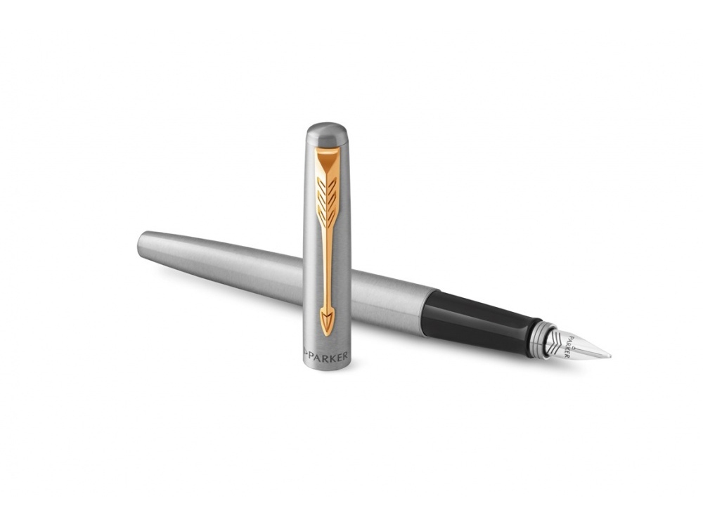 Перьевая ручка Parker Jotter Stainless Steel GT, Mblue, серебристый