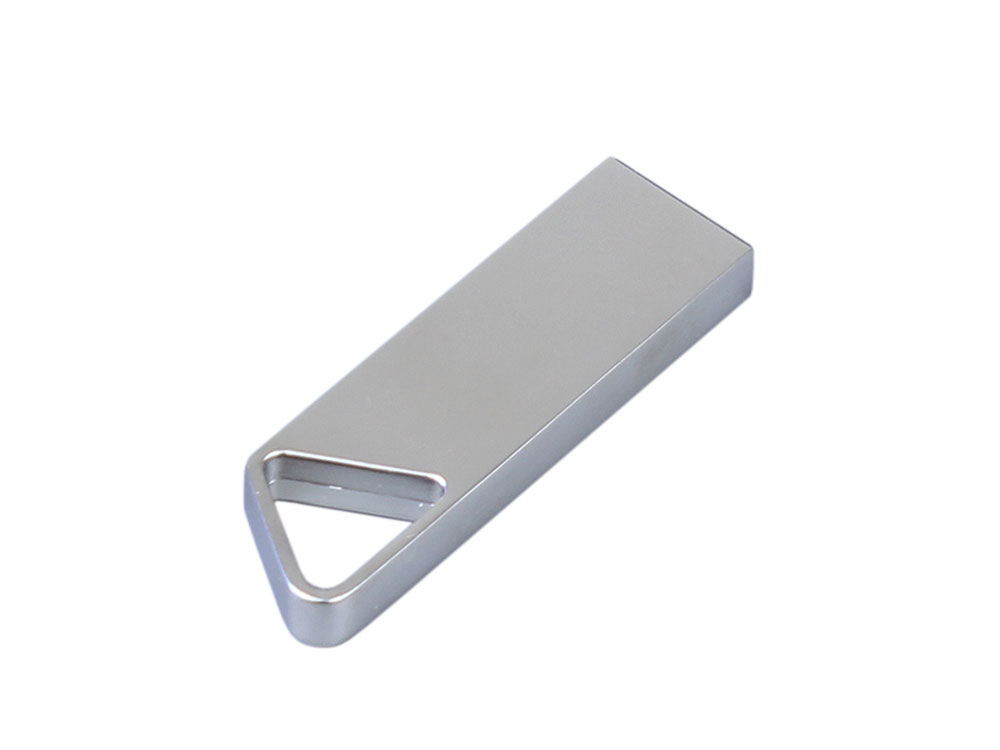 USB 2.0-флешка на 128 Гб с мини чипом, компактный дизайн, отверстие треугольной формы для цепочки, серебристый