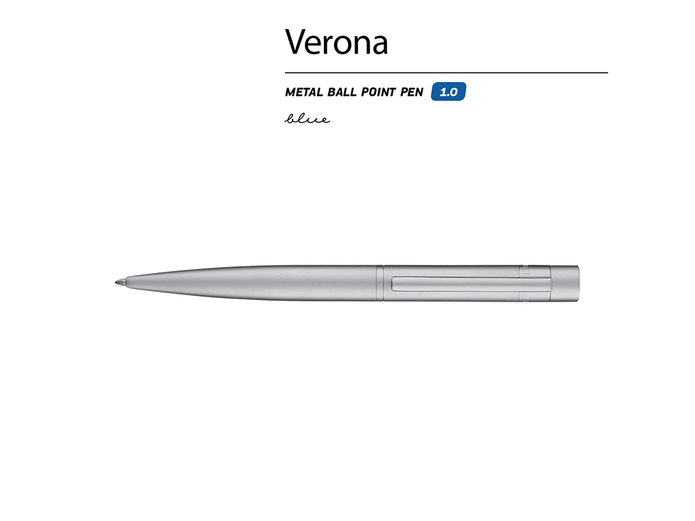 Ручка шариковая автоматическая BrunoVisconti VERONA цвет корпуса серебряный 1 мм, синяя, серебристый