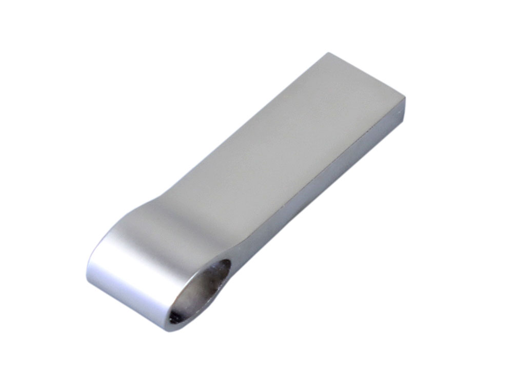 USB 2.0-флешка на 128 Гб с мини чипом, компактный дизайн, боковое отверстие для цепочки, серебристый