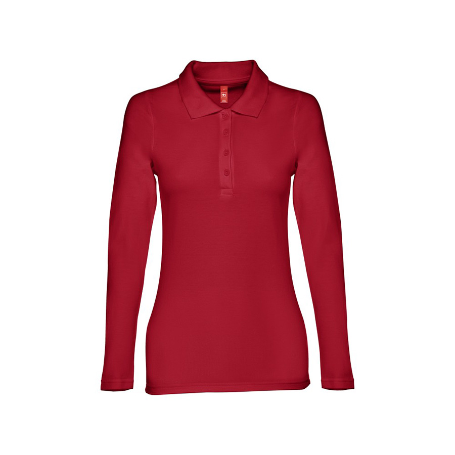 Рубашка-поло женская BERN WOMEN, длинный рукав, бордовый, 2XL, 100% хлопок, плотность 210 г/м2