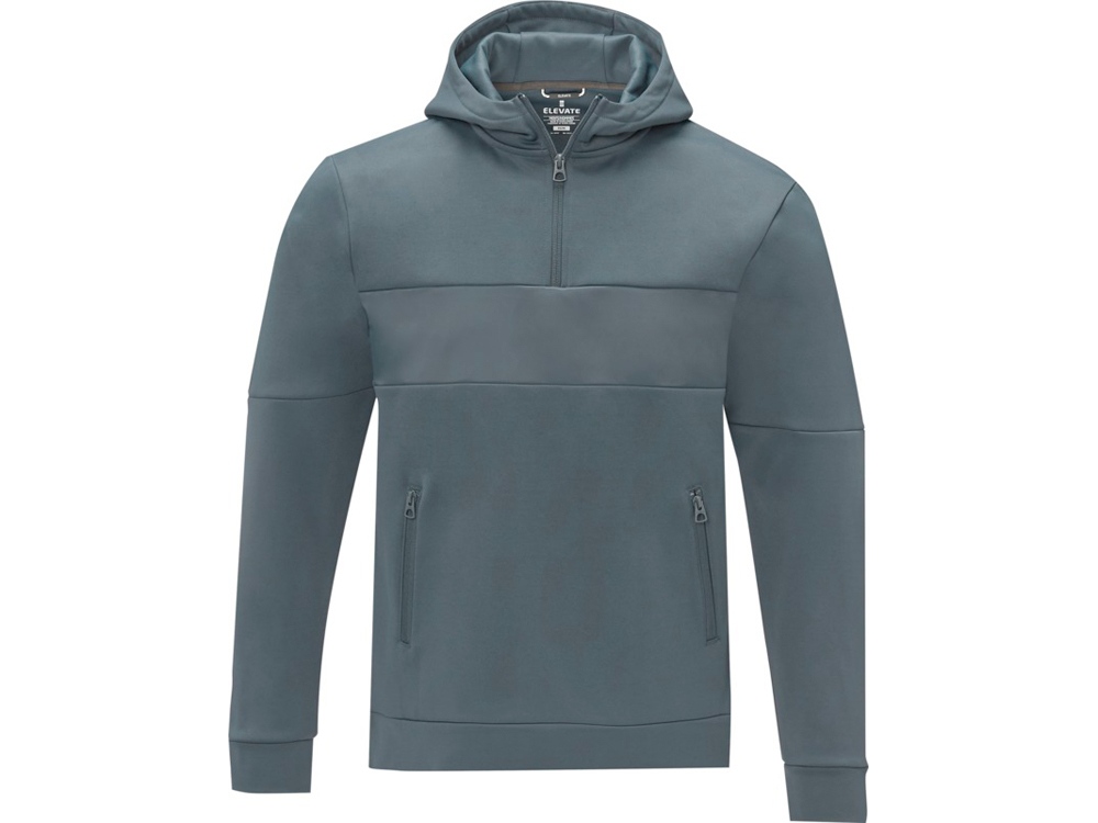 Мужской свитер анорак Sayan на молнии на половину длины с капюшоном, steel grey, стальной