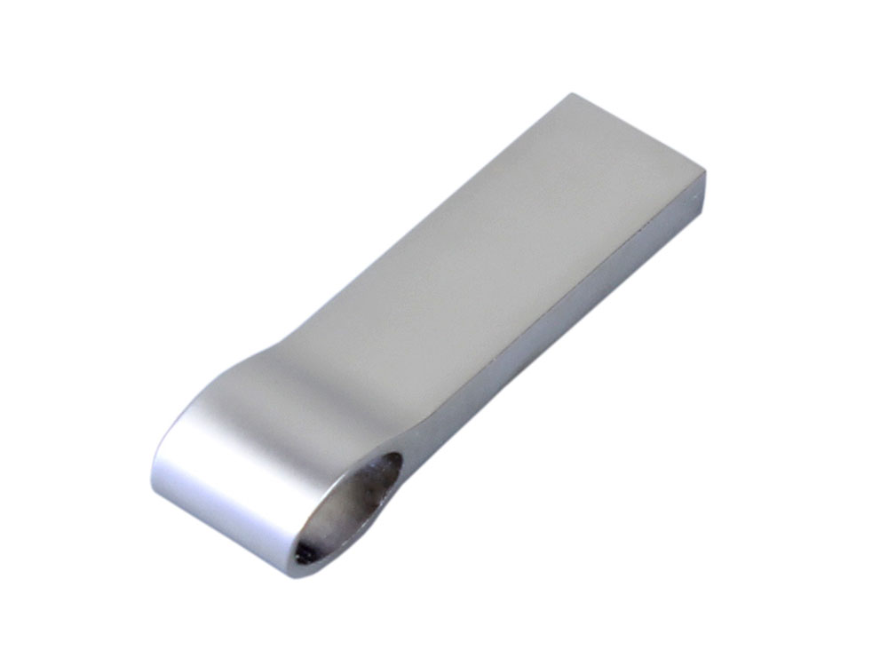 USB 2.0-флешка на 512 Мбайт с мини чипом, компактный дизайн, боковое отверстие для цепочки, серебристый