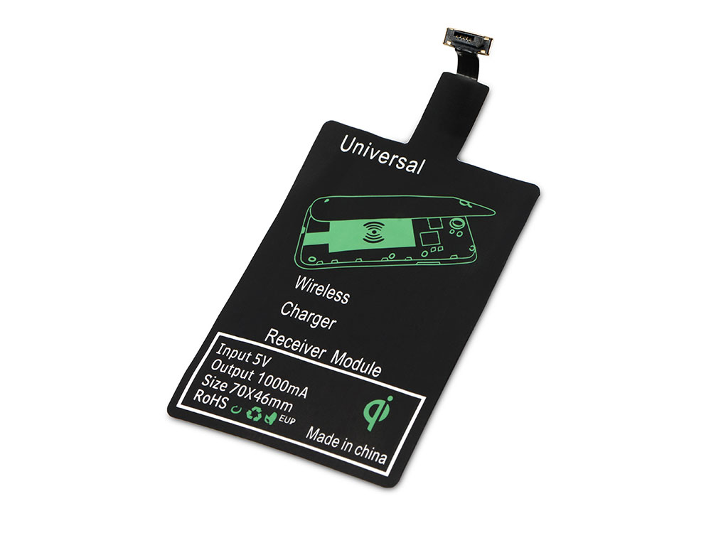 Приёмник Qi для беспроводной зарядки телефона, Micro USB (черный)
