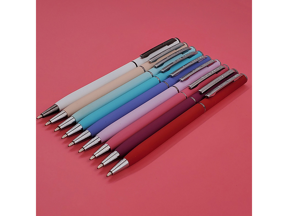 Ручка шариковая автоматическая BrunoVisconti® PALERMO цвет корпуса бордовый, soft-touch, 0.7 мм, бордовый, серебристый