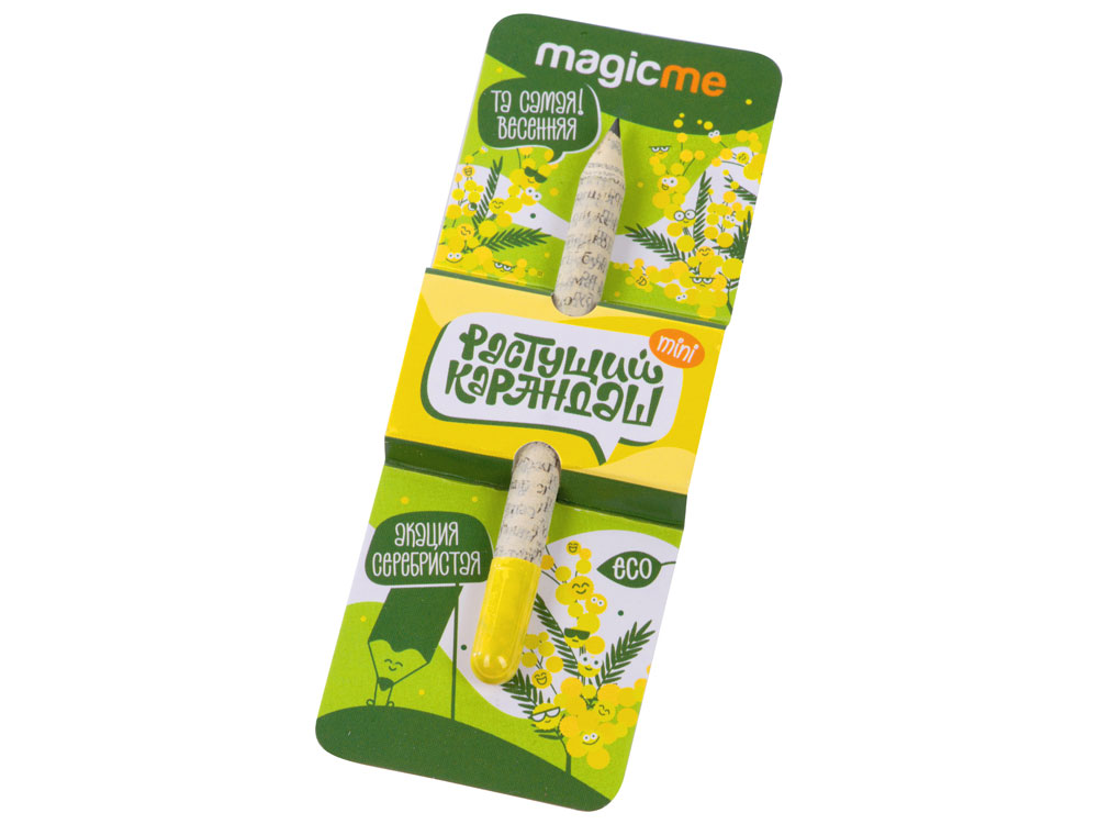 Растущий карандаш mini Magicme (1шт) - Акация Серебристая, серый, желтый
