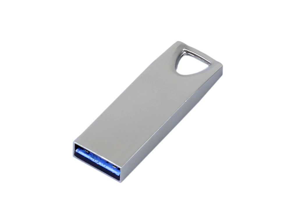 USB 2.0-флешка на 128 Гб с мини чипом, компактный дизайн, стильное отверстие для цепочки, серебристый
