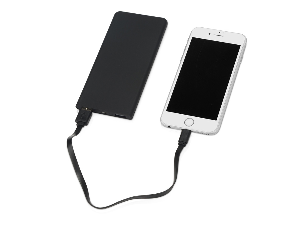 Портативное зарядное устройство с красной подсветкой логотипа Faros, soft-touch, 4000 mAh, черный