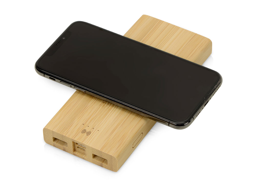 Внешний беспроводной аккумулятор из бамбука Bamboo Air, 10000 mAh (натуральный)