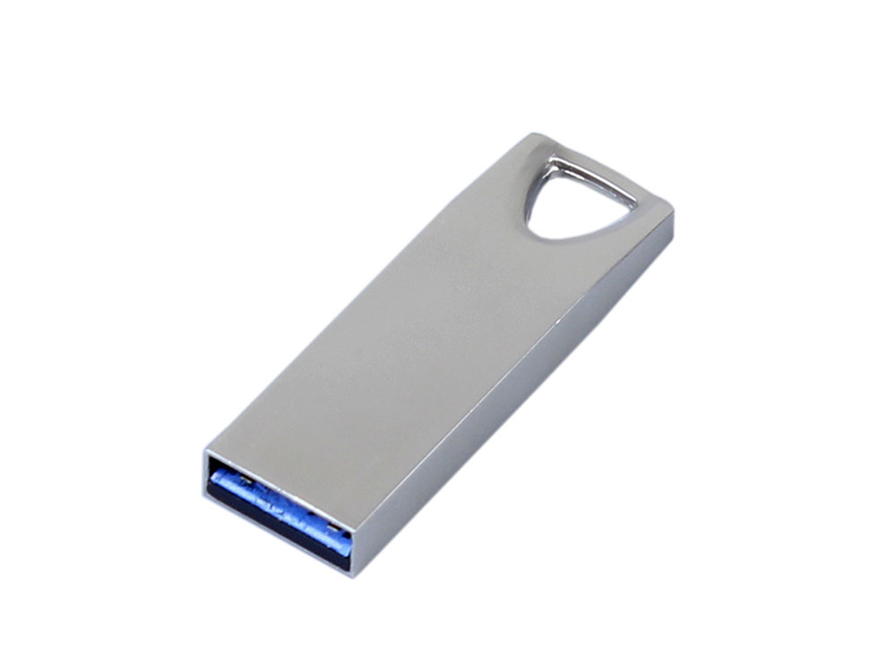USB 2.0-флешка на 64 Гб с мини чипом, компактный дизайн, стильное отверстие для цепочки, серебристый