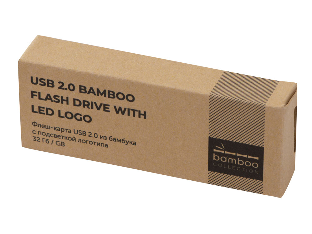 USB 2.0- флешка на 32 Гб c подсветкой логотипа Bamboo LED (натуральный)