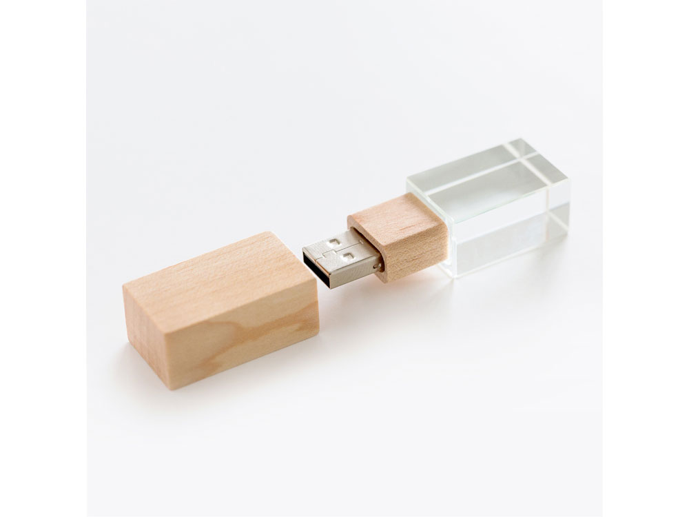 USB-флешка на 64 ГБ,  дерево, натуральный, прозрачный