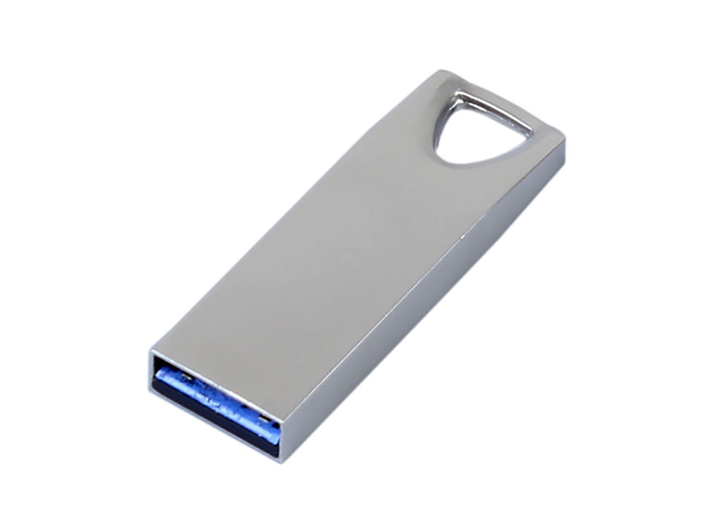 USB 3.0-флешка на 128 Гб с мини чипом, компактный дизайн, стильное отверстие для цепочки, серебристый