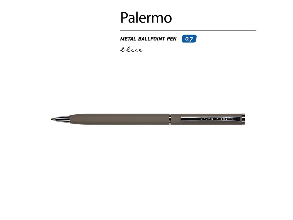 Ручка шариковая автоматическая BrunoVisconti® PALERMO цвет корпуса серый, soft-touch, 0.7 мм