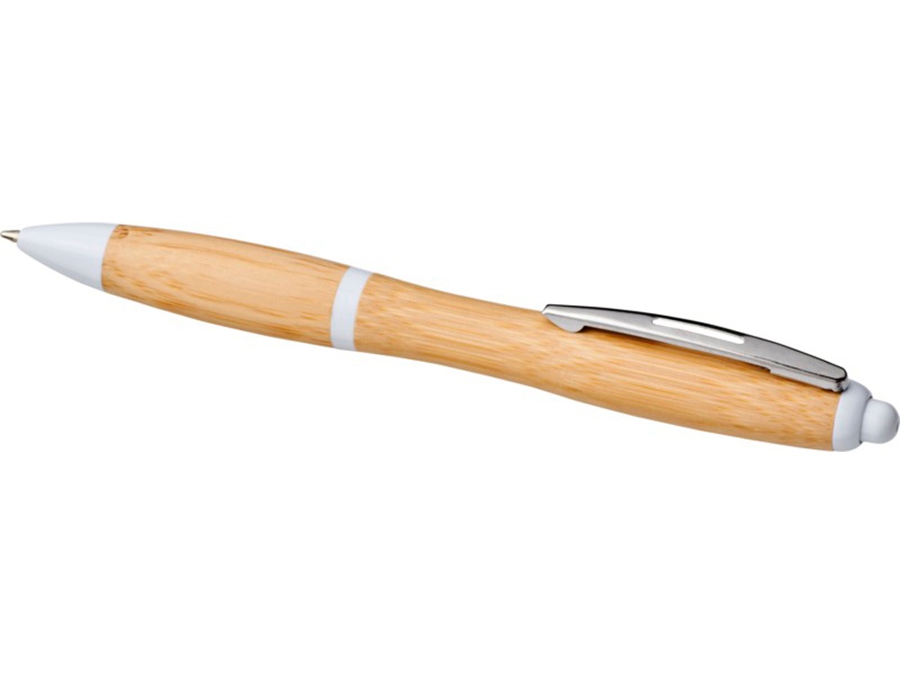 Шариковая ручка Nash из бамбука, натуральный/белый, натуральный, белый