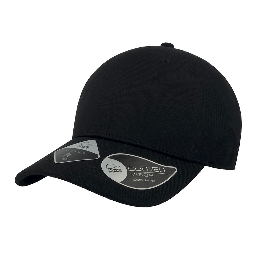 Бейсболка "UNI-CAP PIQUET", черный, 83% полиэстер, 15% вискоза, 2% эластан, плотность 190 г/м2 , L_XL