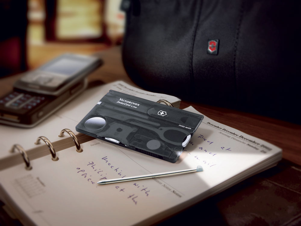Швейцарская карточка VICTORINOX SwissCard Lite, 13 функций, полупрозрачная чёрная, черный полупрозрачный