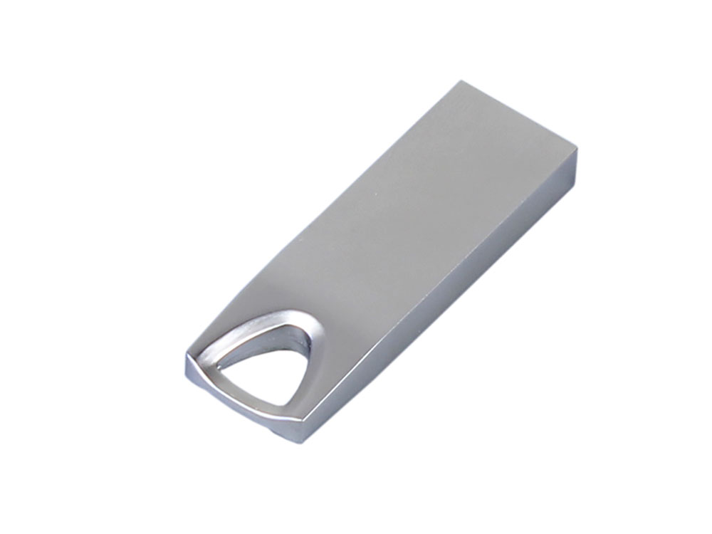 USB 2.0-флешка на 64 Гб с мини чипом, компактный дизайн, стильное отверстие для цепочки, серебристый