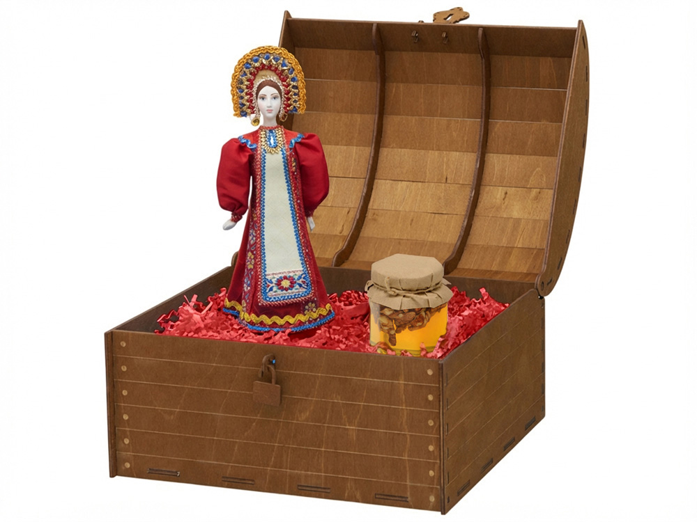 Подарочный набор: кукла фарфоровая, мед, красный, красный, голубой, коричневый, разноцветный