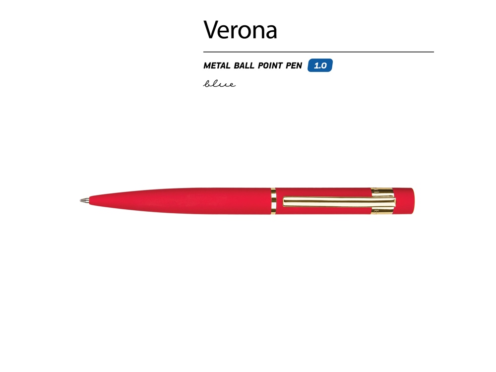Ручка шариковая автоматическая BrunoVisconti VERONA цвет корпуса красный, soft-touch, 1 мм, синяя