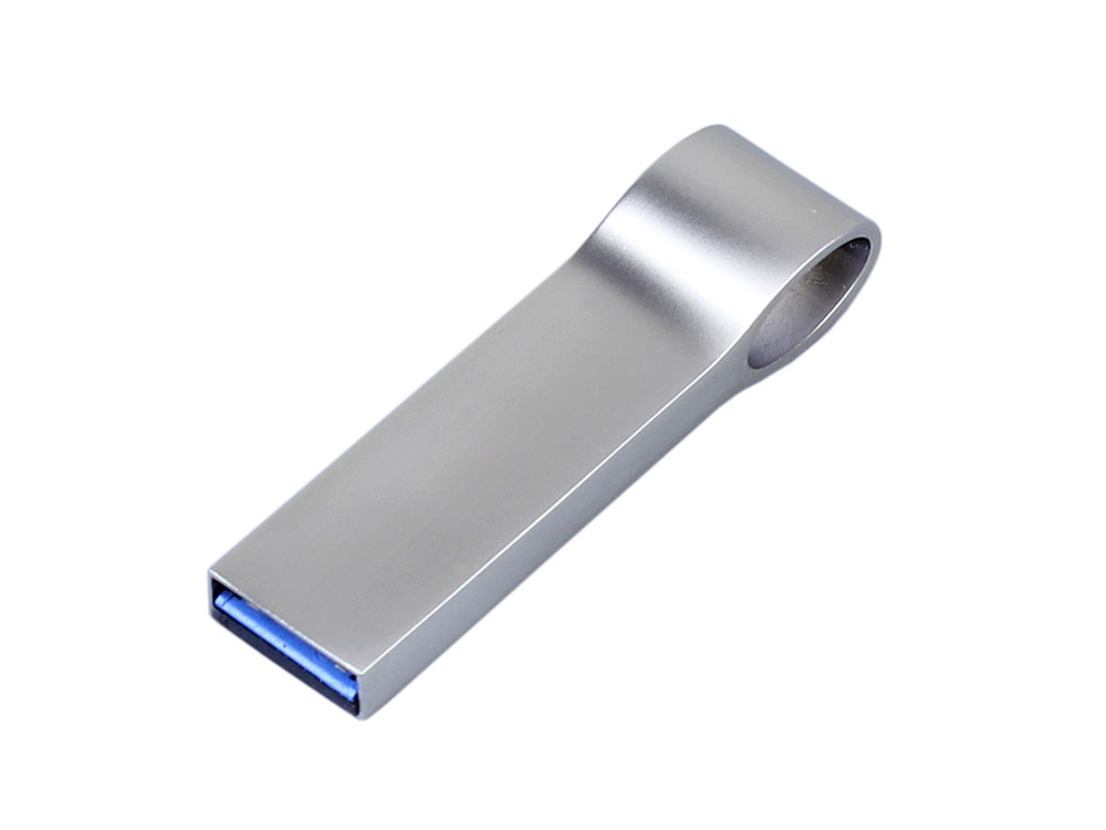 USB 2.0-флешка на 128 Гб с мини чипом, компактный дизайн, боковое отверстие для цепочки, серебристый