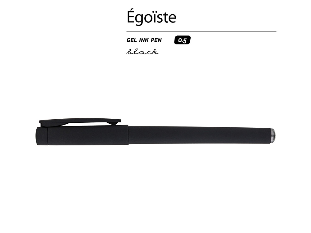 Ручка пластиковая гелевая Egoiste Black под персонализацию, черные чернила, черная, черный