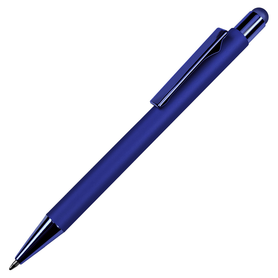 Ручка шариковая FACTOR COLOR со стилусом, синий, металл, пластик, софт-покрытие