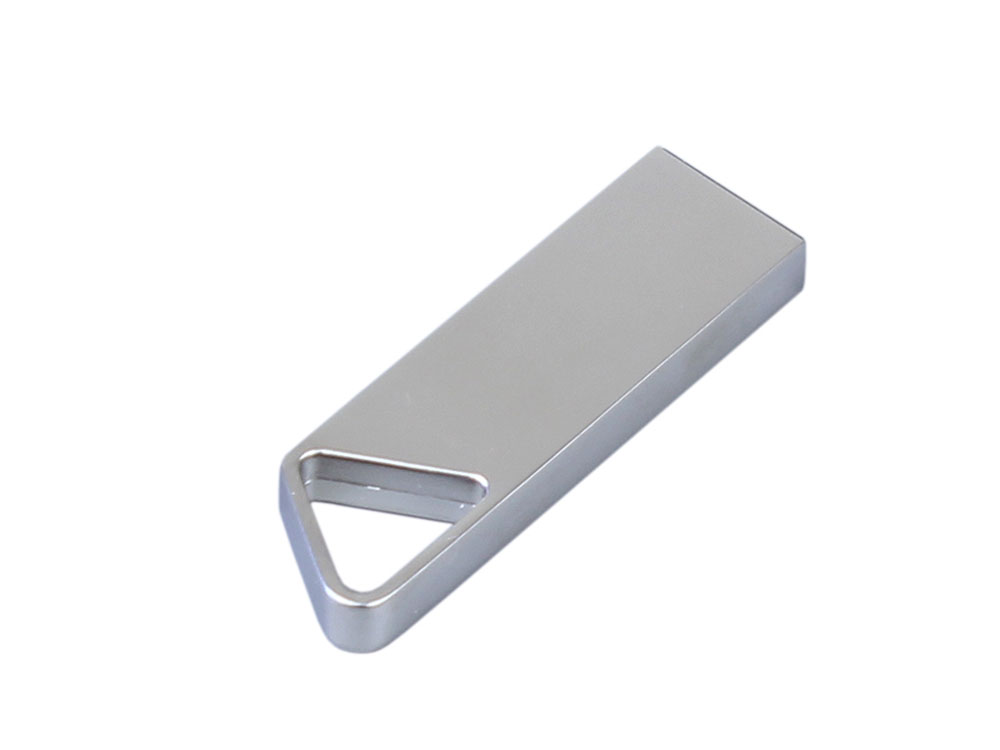 USB 2.0-флешка на 512 Мбайт с мини чипом, компактный дизайн, отверстие треугольной формы для цепочки, серебристый
