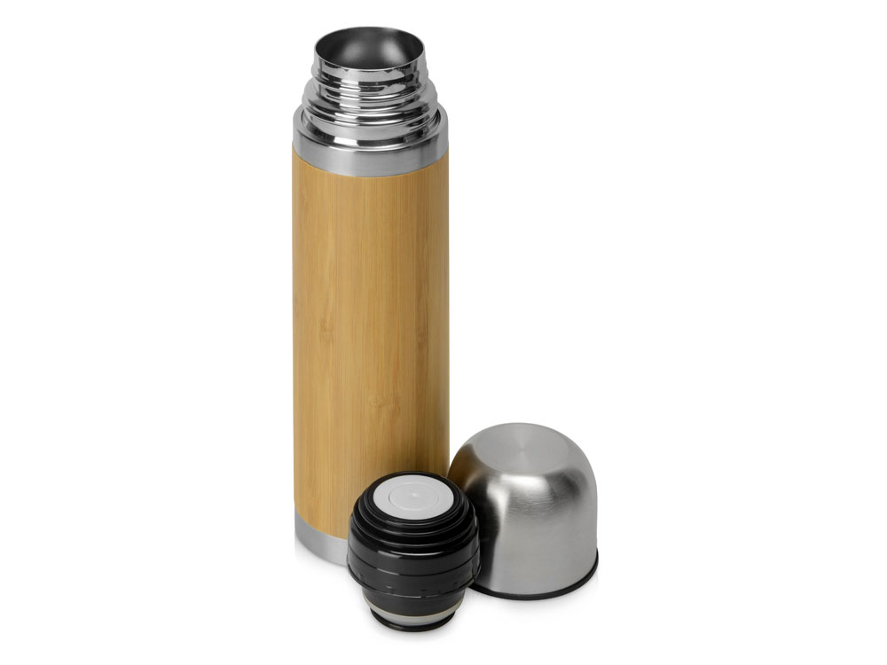 Вакуумный термос из бамбука Ямал Bamboo (натуральный, серебристый)